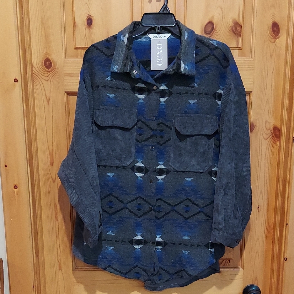 NWT Davi & Dani Dolman Aztec Shacket Large